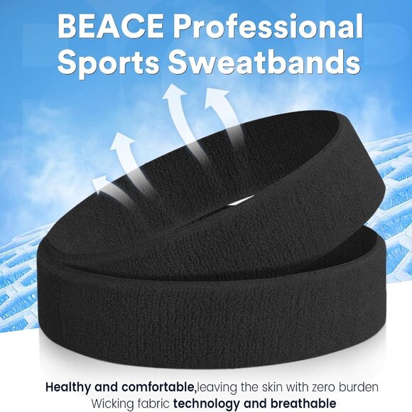 Sweatbands Sports Headband for Men & Women - Moisture Wicking Athletic Cotton Te - Picture 4 of 7